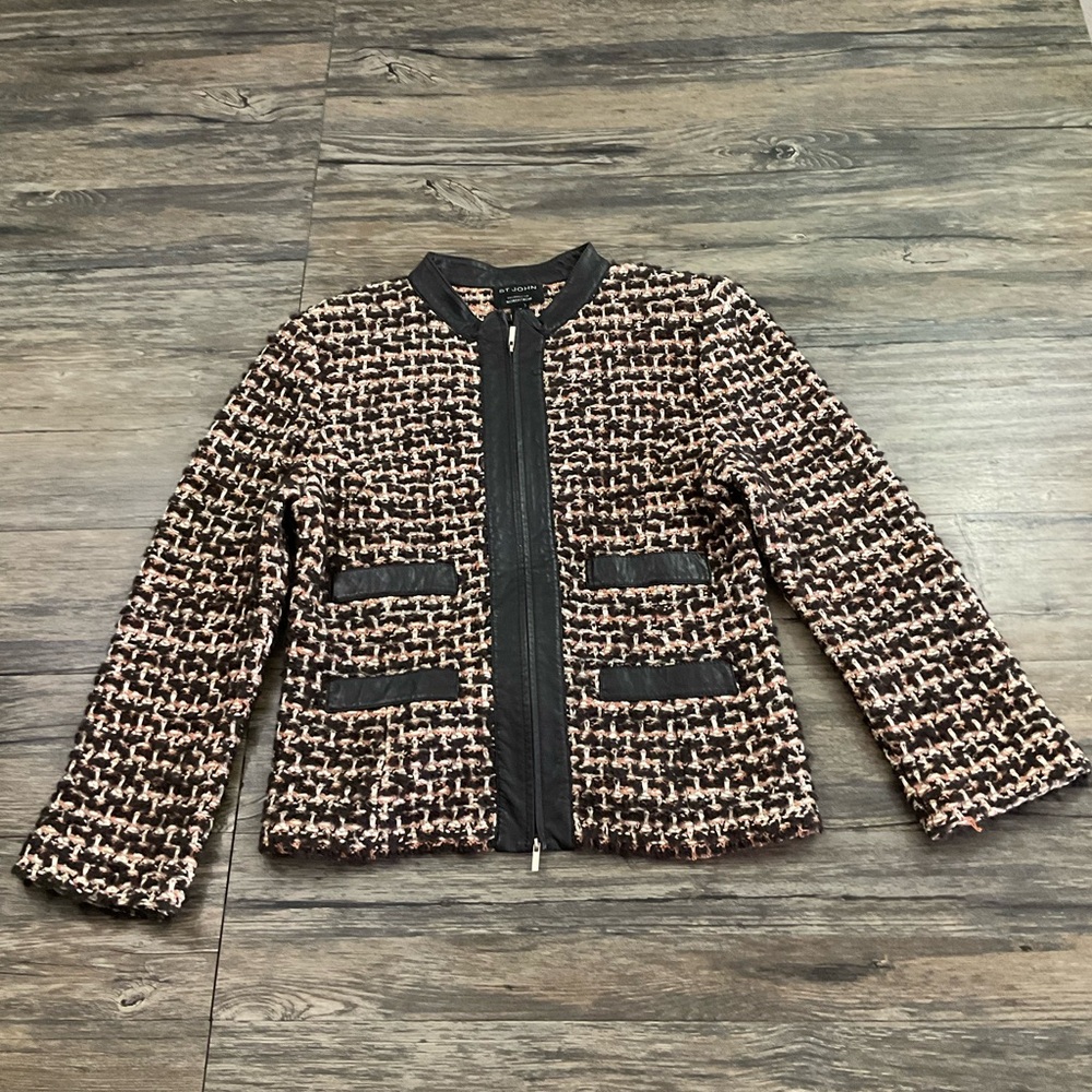 St John Tweed Full Zip Up Jacket Sz 14